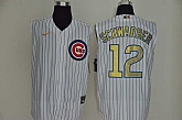 Cubs 12 Kyle Schwarber White Gold Nike Cool Base Sleeveless Jersey,baseball caps,new era cap wholesale,wholesale hats